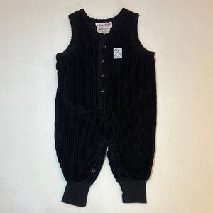 Vintage Please Mum Black Corduroy Baby Overalls